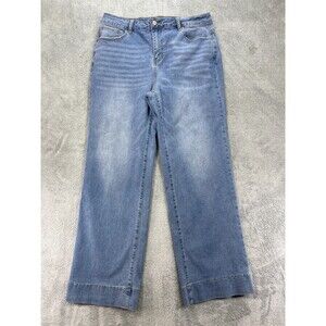 Sidefeel Jeans Womens 16 Blue Denim Cotton Stretch Loose High Rise Straight Leg